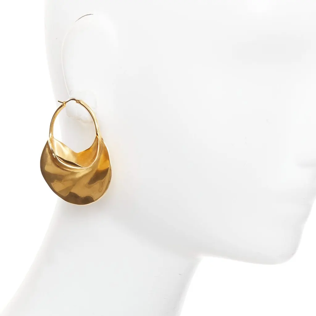 Celine wirl Large Hoop Earrings Gold Metal Very good - Front View
