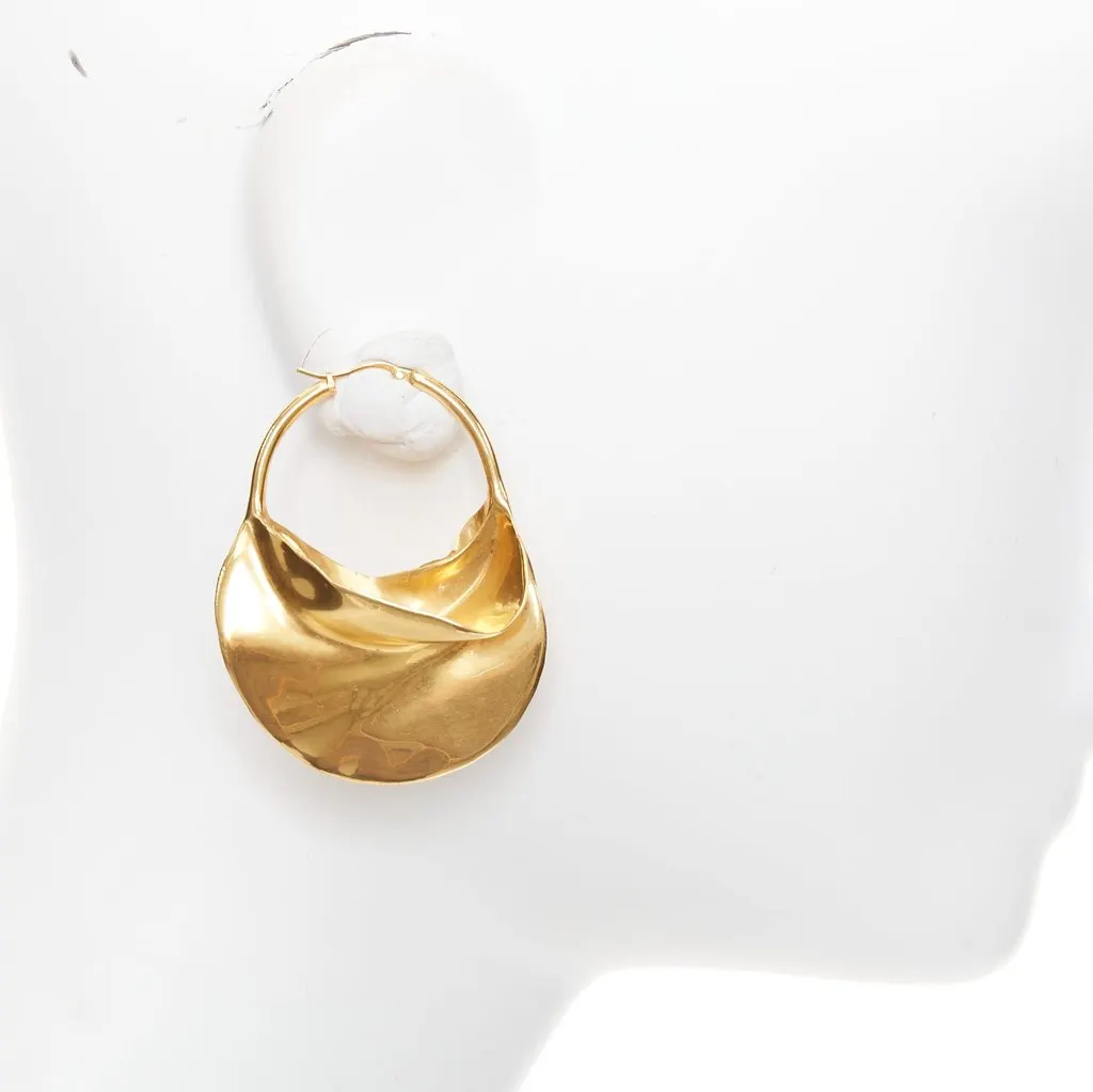 Celine wirl Large Hoop Earrings Gold Metal Very good - Back View