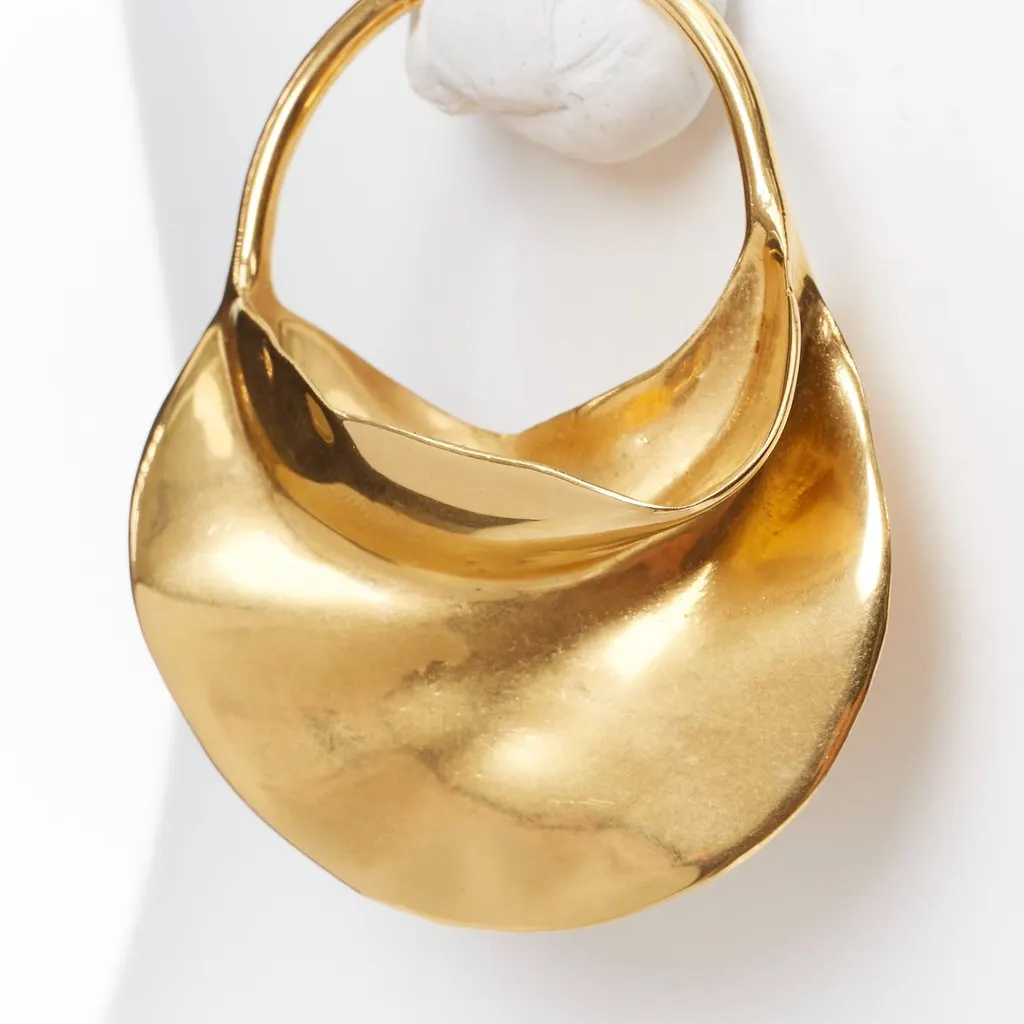 Celine wirl Large Hoop Earrings Gold Metal Very good - Inside View