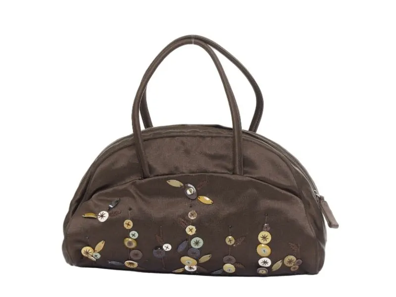 Prada Brown Silk Handbag Brown Silk Very good - Front View