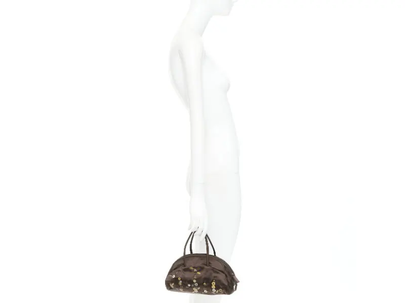 Prada Brown Silk Handbag Brown Silk Very good - Back View