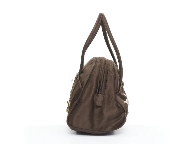 Prada Brown Silk Handbag Brown Silk Very good - Model View