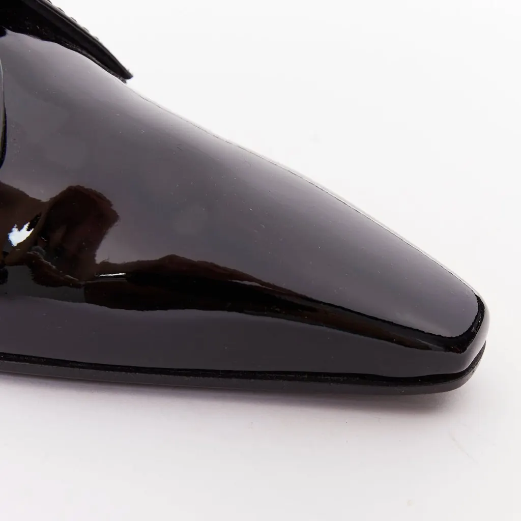 Chanel Black Leather Lace ups Black Leather Good - Back View