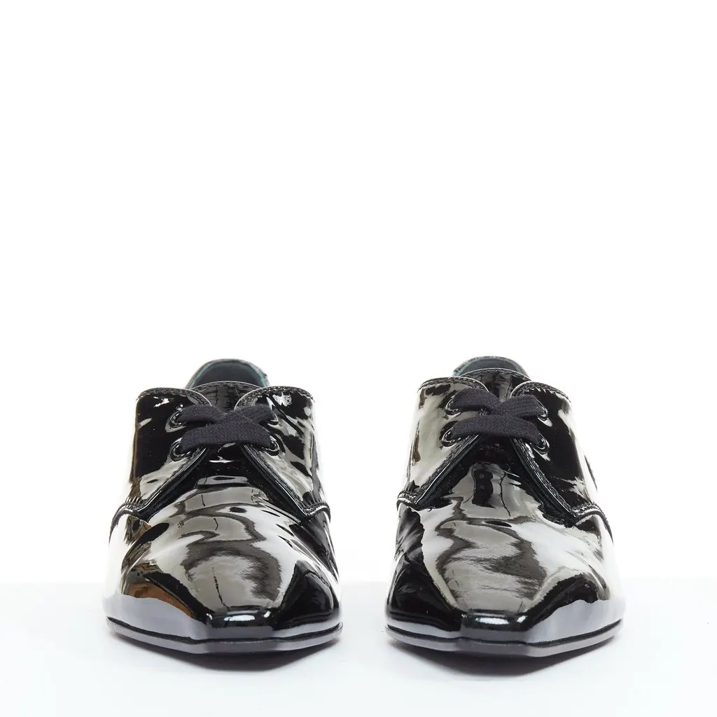 Chanel Black Leather Lace ups Black Leather Good - Model View