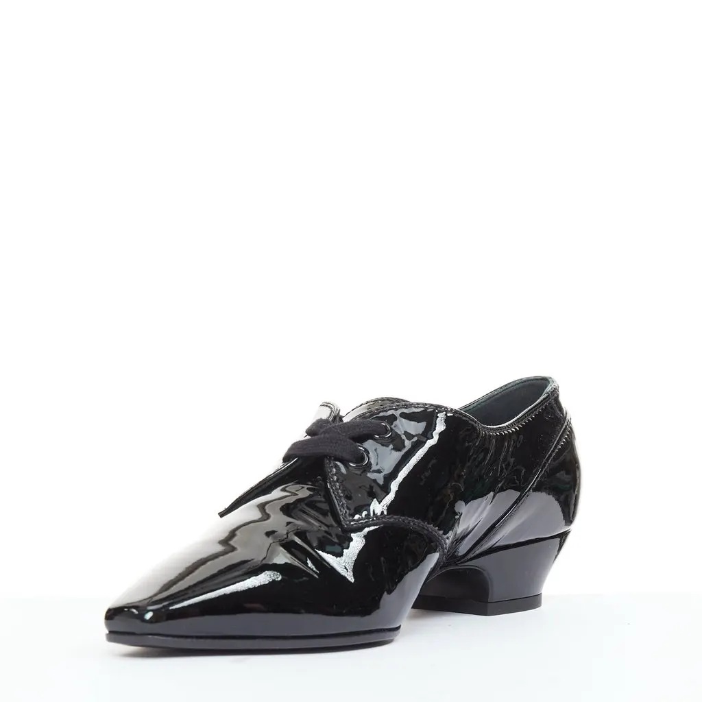 Chanel Black Leather Lace ups Black Leather Good - Box View