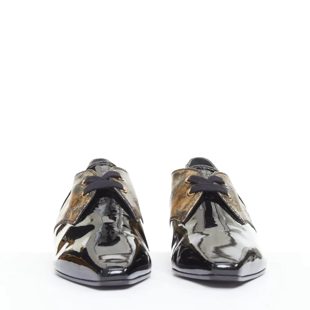 Chanel Black Leather Lace ups Black Leather Very good - Inside View