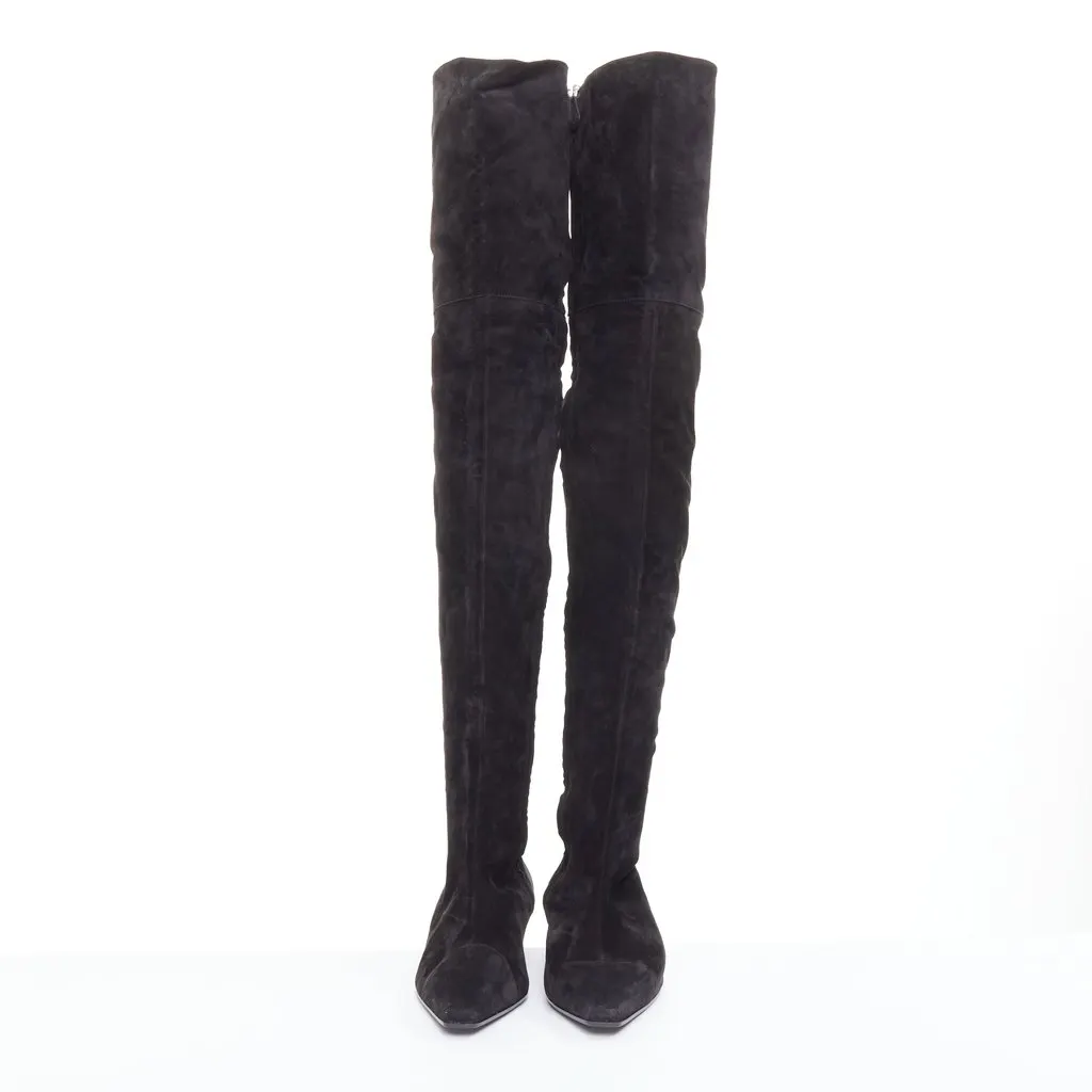 Chanel Black Suede Boots Black Suede Fair - Inside View