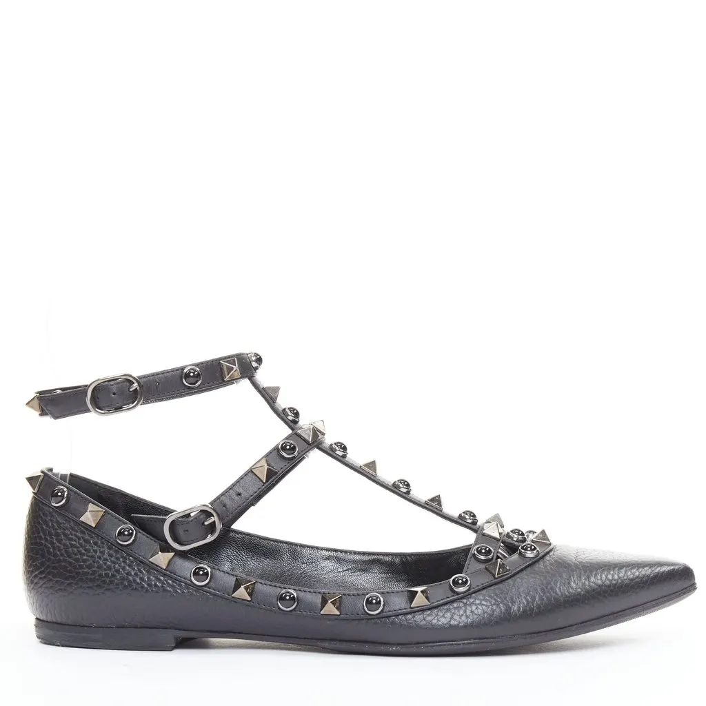 Valentino Rockstud Black Leather Good - Front View