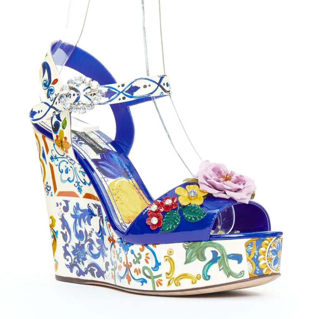 Dolce & Gabbana Blue Leather Heels Blue Leather Good - Inside View