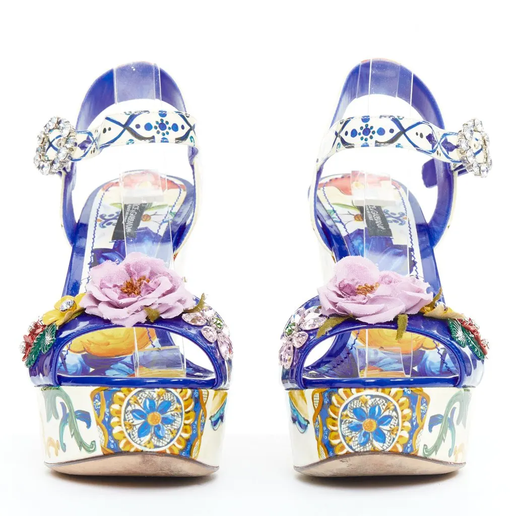 Dolce & Gabbana Blue Leather Heels Blue Leather Good - Model View
