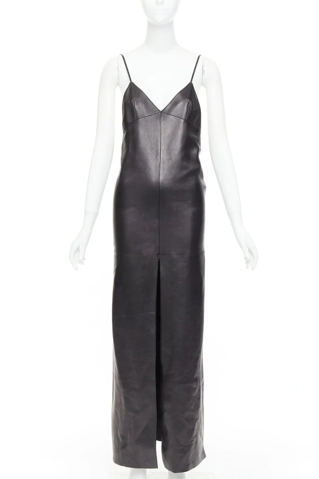 Saint Laurent Black Leather Dress Black Leather Never worn, with tag - Front View