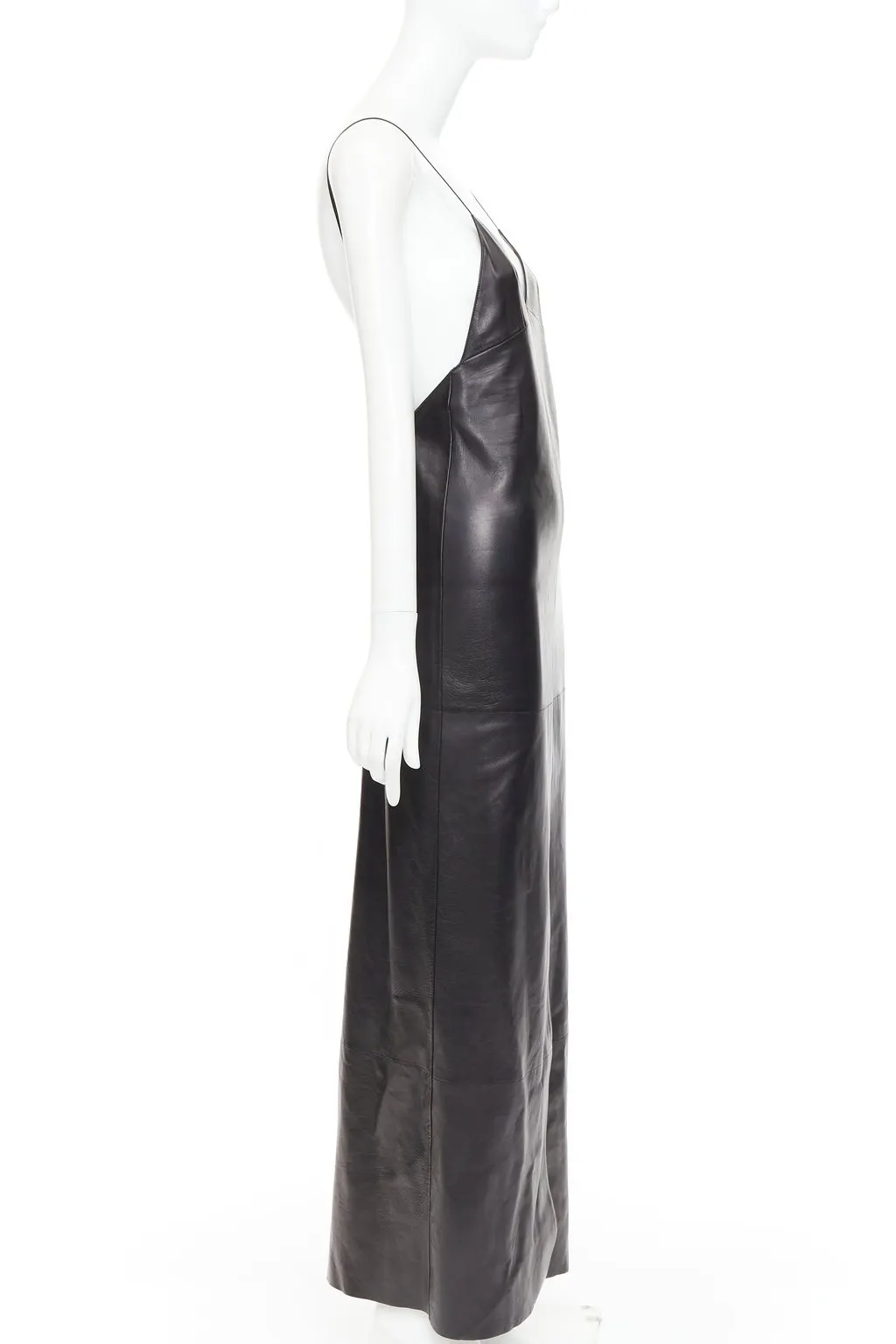 Saint Laurent Black Leather Dress Black Leather Never worn, with tag - Model View