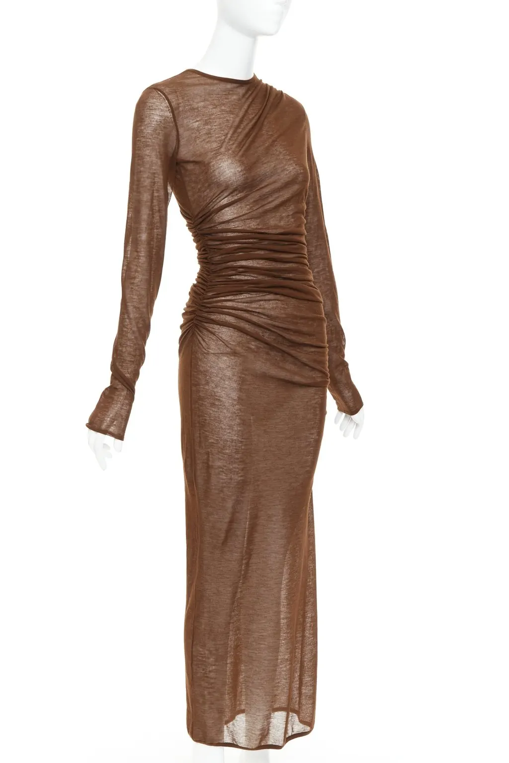 Saint Laurent Brown Polyester Dress Brown Polyester Never worn, with tag - Inside View