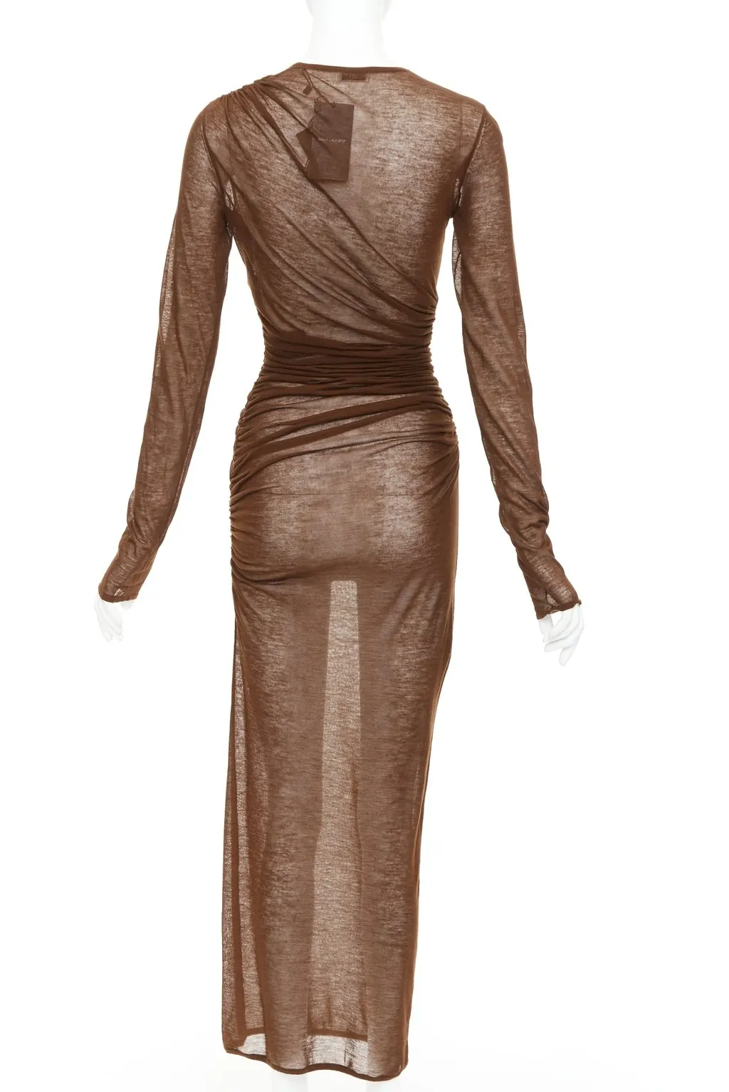 Saint Laurent Brown Polyester Dress Brown Polyester Never worn, with tag - Model View