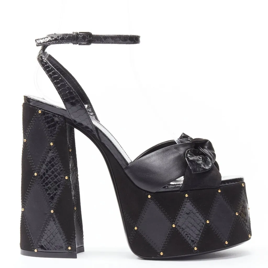 Saint Laurent Paige 85 Black Suede Never worn - Front View