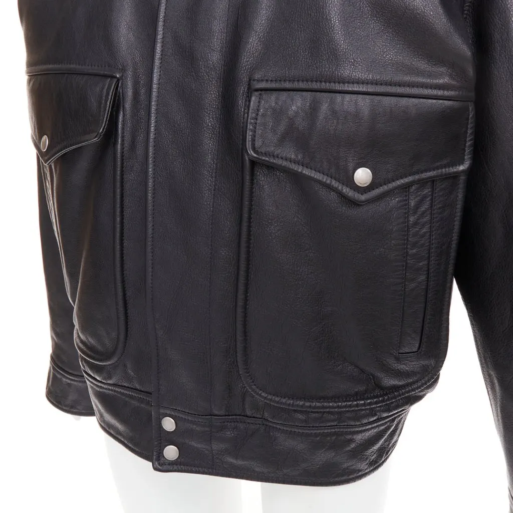 Saint Laurent Black Leather Leather Jacket Black Leather Very good - Back View