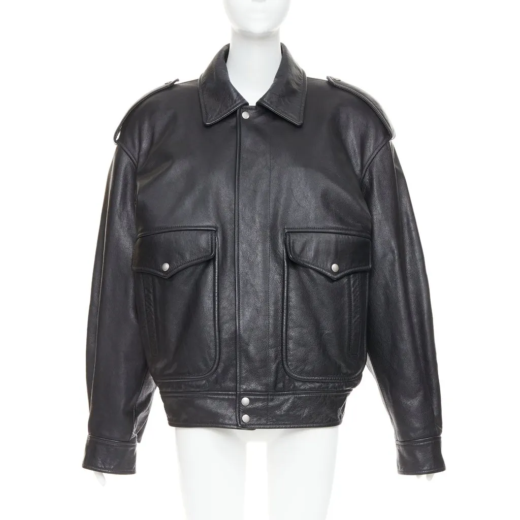 Saint Laurent Black Leather Leather Jacket Black Leather Very good - Inside View
