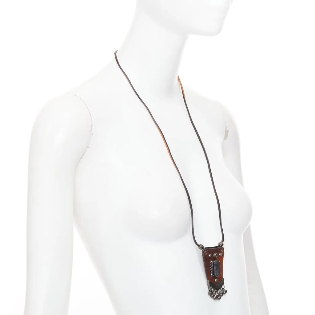 Saint Laurent Brown Leather Necklace Brown Leather Very good - Inside View