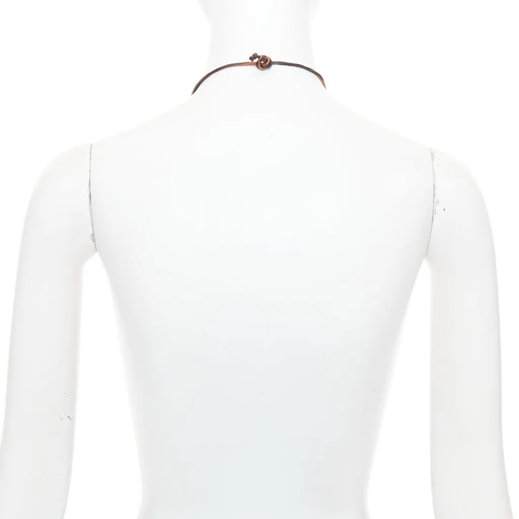 Saint Laurent Brown Leather Necklace Brown Leather Very good - Box View