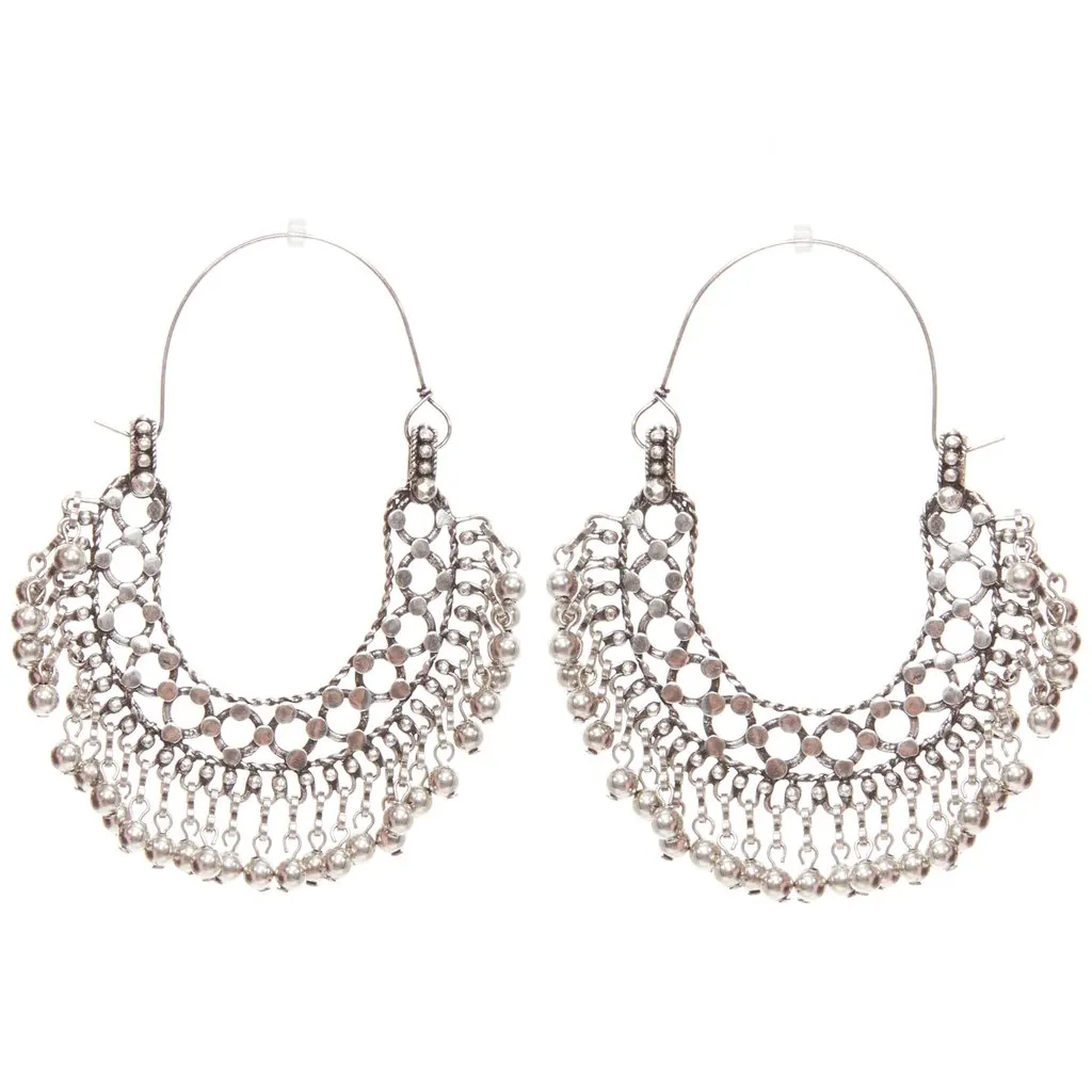 Saint Laurent Marrakech Folk earrings Silver Metal Never worn - Front View