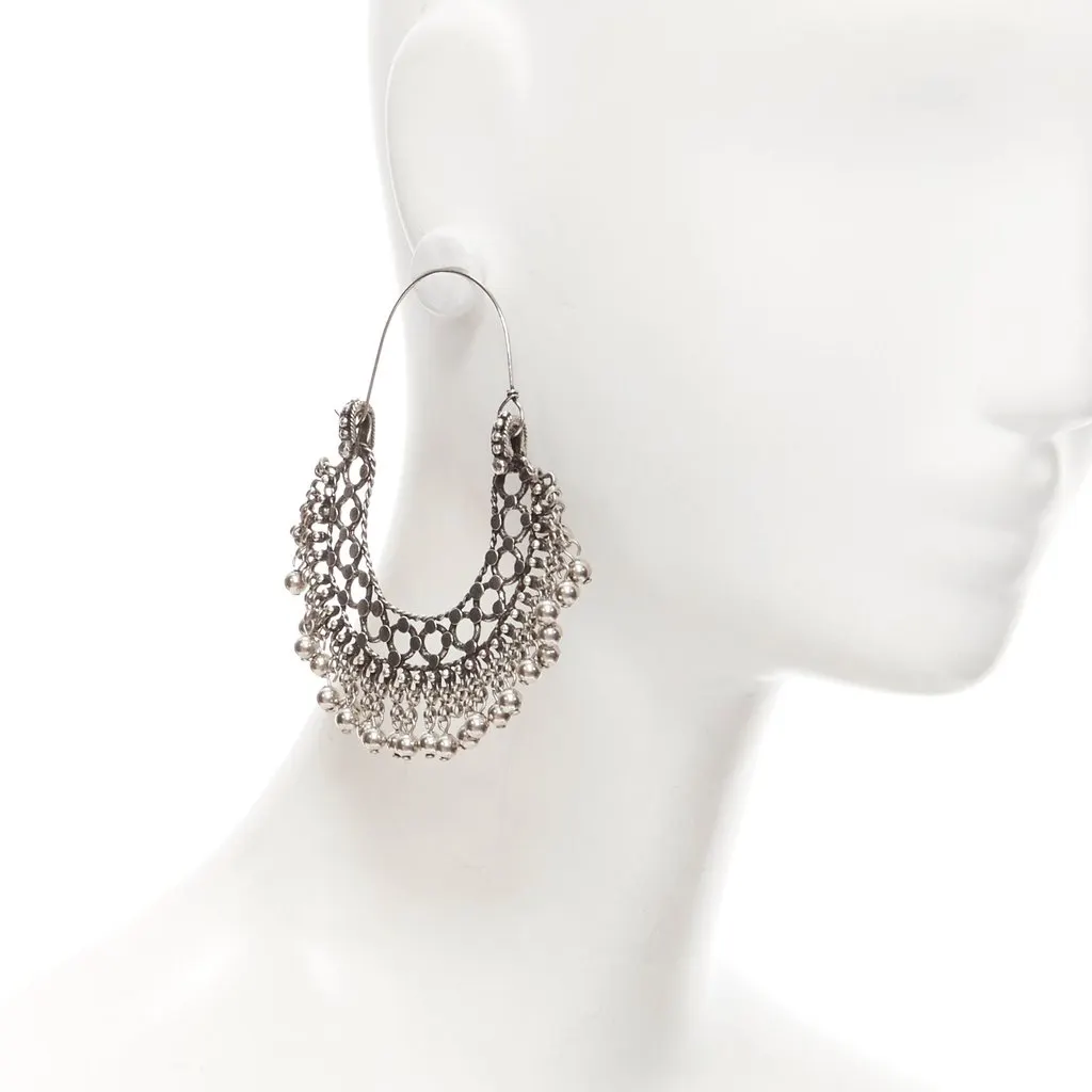 Saint Laurent Marrakech Folk earrings Silver Metal Never worn - Back View