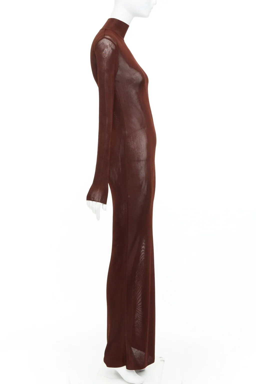 Saint Laurent Brown Viscose Dress Brown Viscose Never worn, with tag - Model View