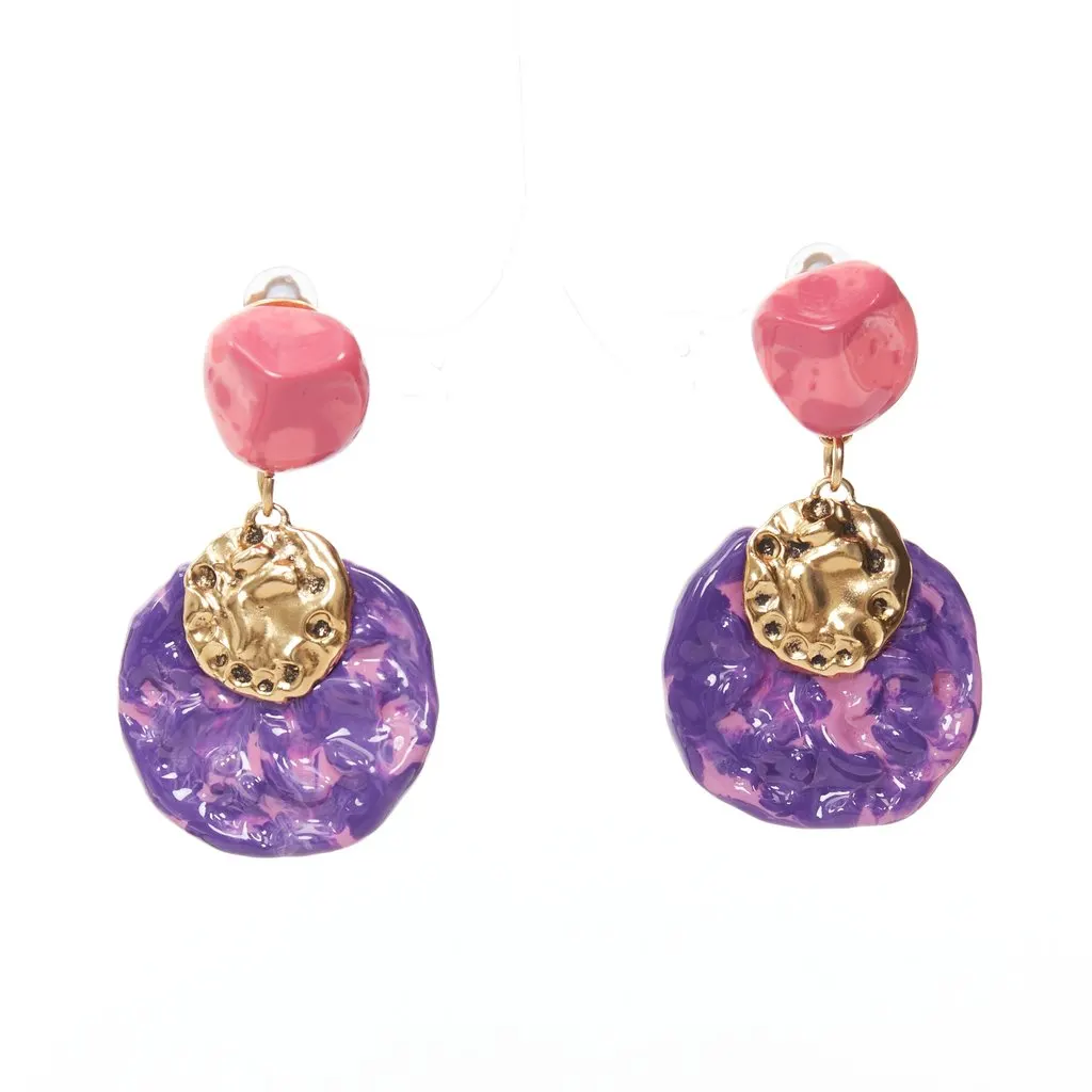 Saint Laurent Pink Plastic Earrings Pink Plastic Never worn - Front View