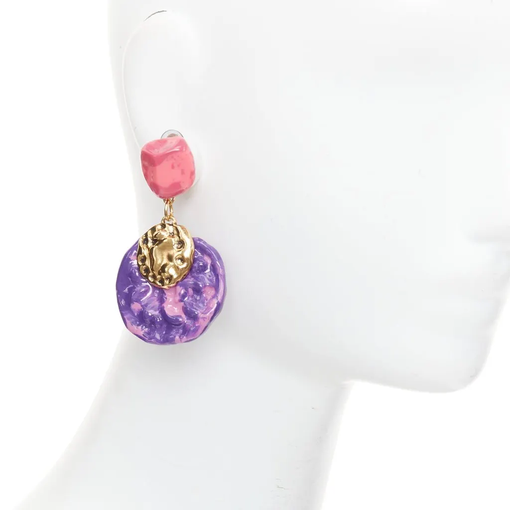 Saint Laurent Pink Plastic Earrings Pink Plastic Never worn - Back View