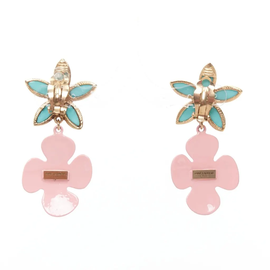 Saint Laurent Turquoise Metal Earrings Turquoise Metal Never worn - Model View