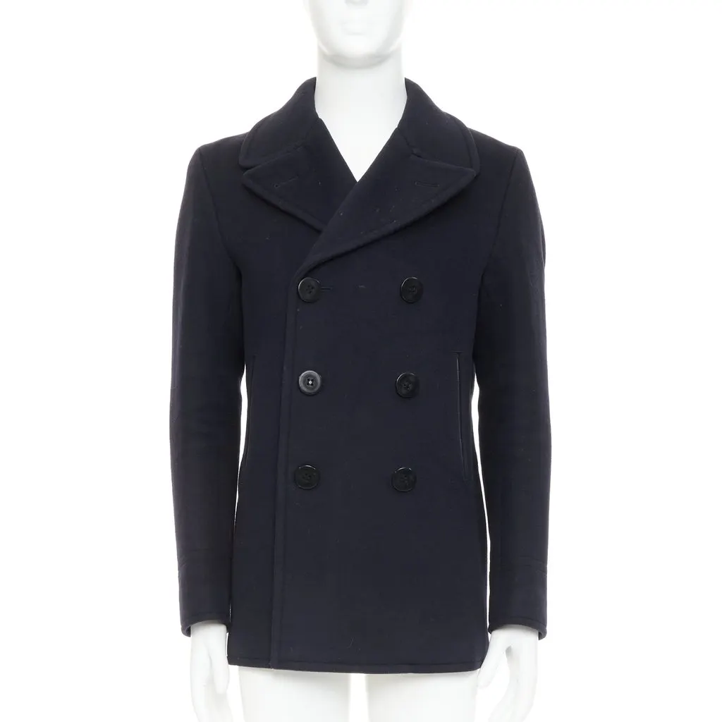 Tom Ford Navy Wool Coat Navy Wool Fair - Front View