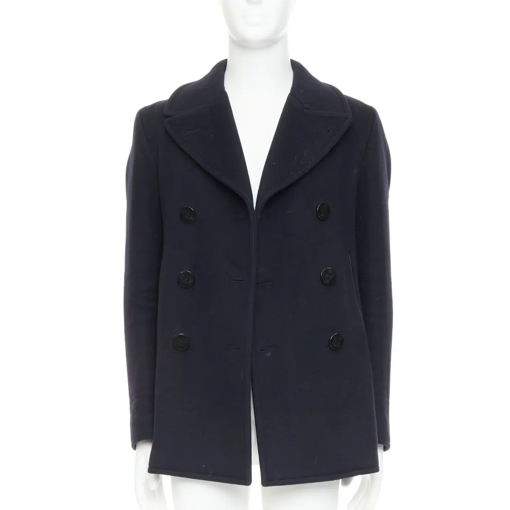 Tom Ford Navy Wool Coat Navy Wool Fair - Inside View