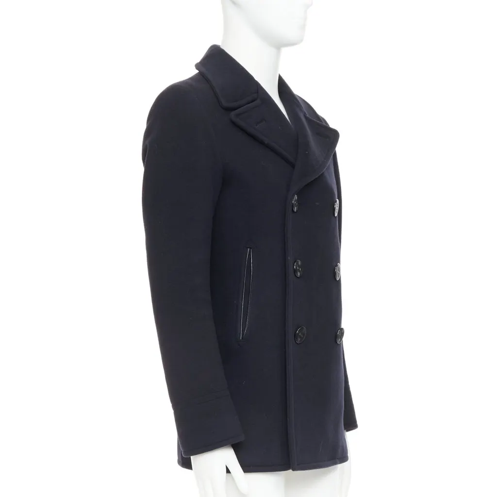 Tom Ford Navy Wool Coat Navy Wool Fair - Model View