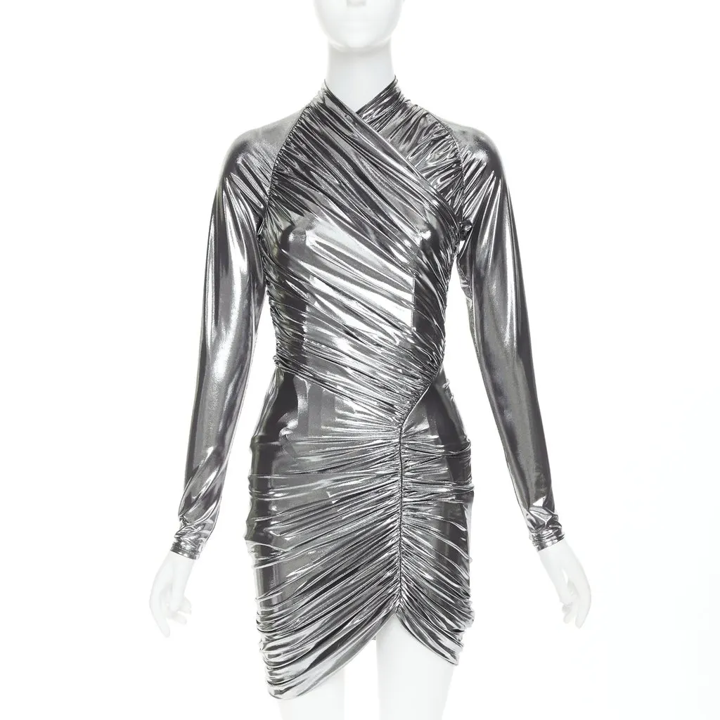 Salvatore Ferragamo Silver Polyester Dress Silver Polyester Never worn, with tag - Front View