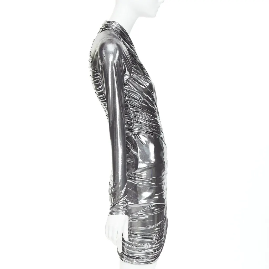 Salvatore Ferragamo Silver Polyester Dress Silver Polyester Never worn, with tag - Model View