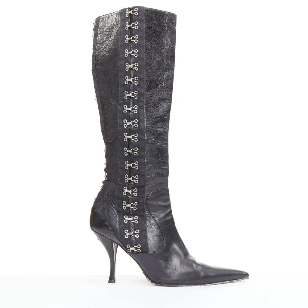 Dolce & Gabbana Black Leather Boots Black Leather Fair - Front View