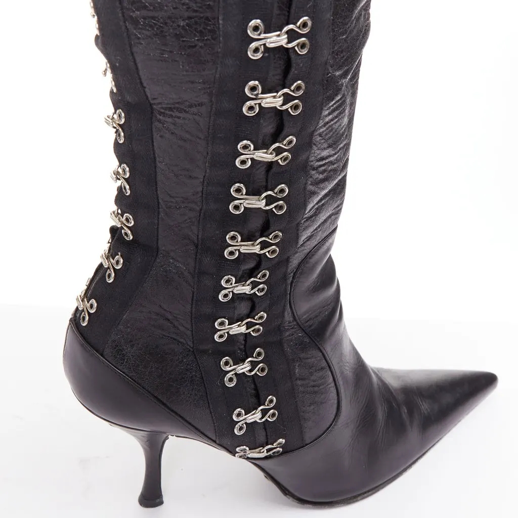 Dolce & Gabbana Black Leather Boots Black Leather Fair - Back View