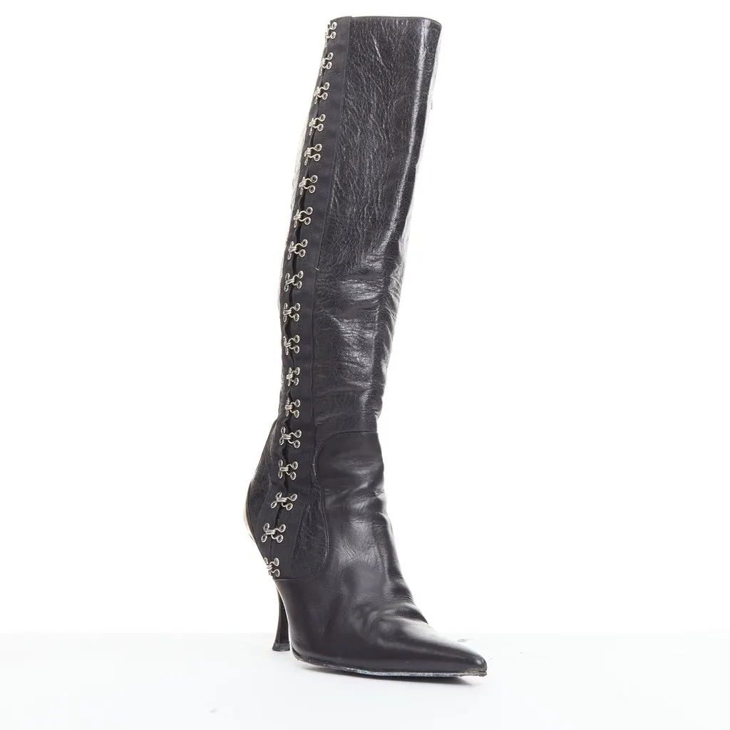 Dolce & Gabbana Black Leather Boots Black Leather Fair - Inside View