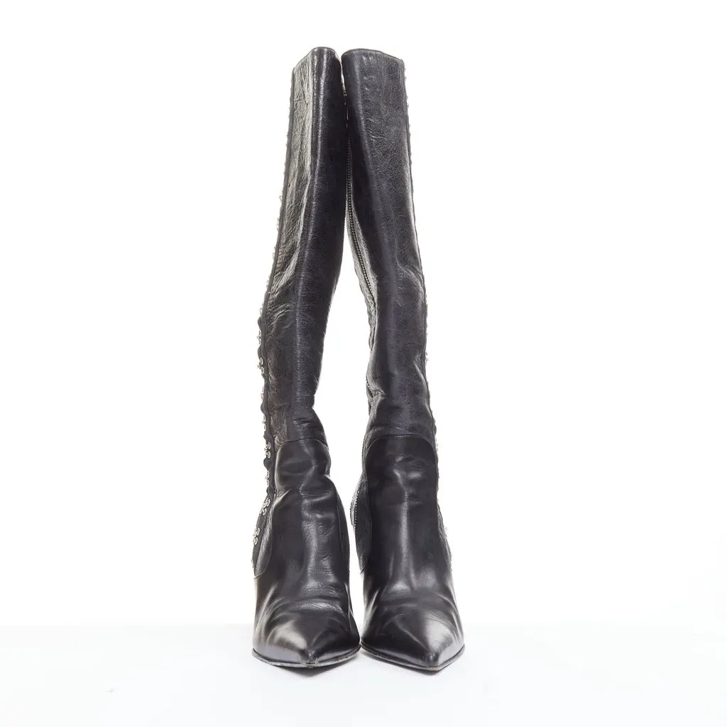 Dolce & Gabbana Black Leather Boots Black Leather Fair - Model View