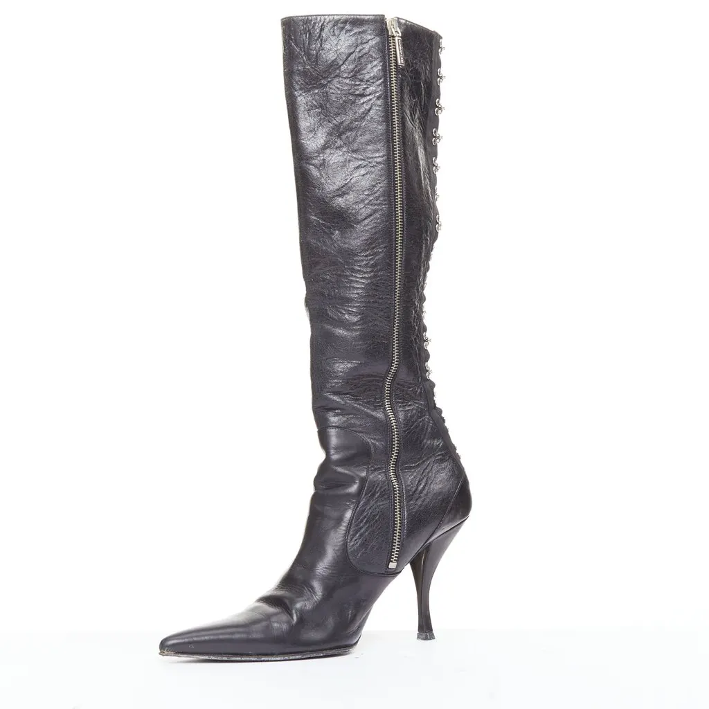 Dolce & Gabbana Black Leather Boots Black Leather Fair - Box View