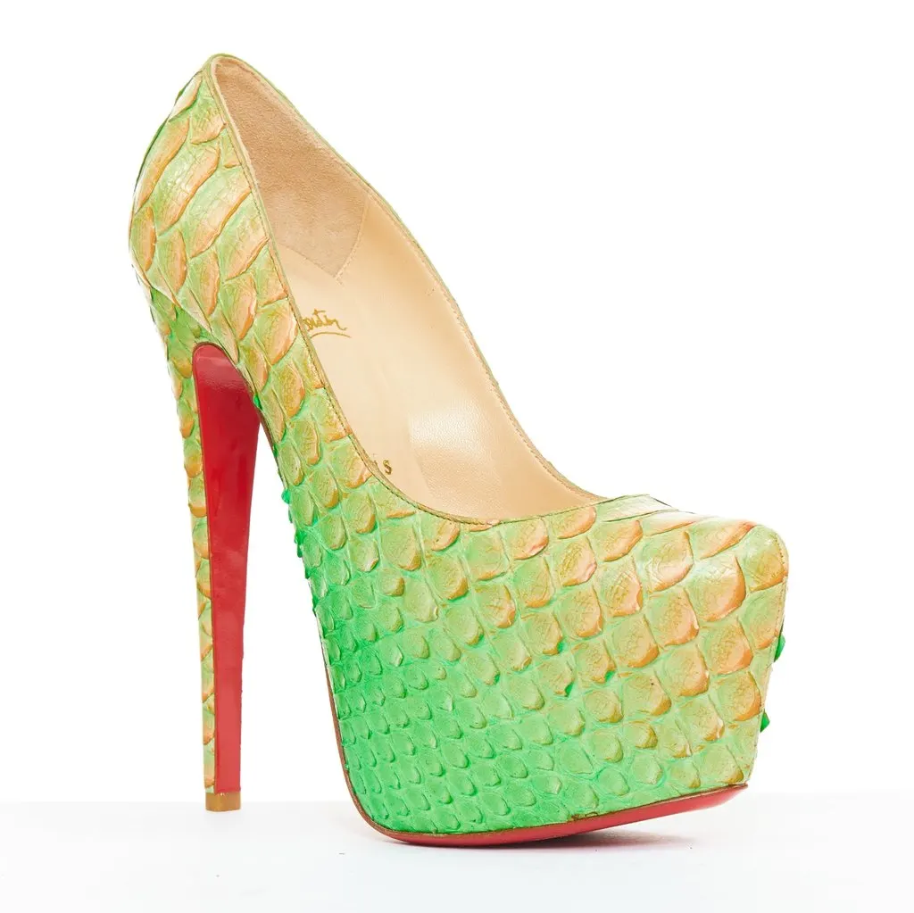 Christian Louboutin Daffodile 160 Green Leather Very good - Front View