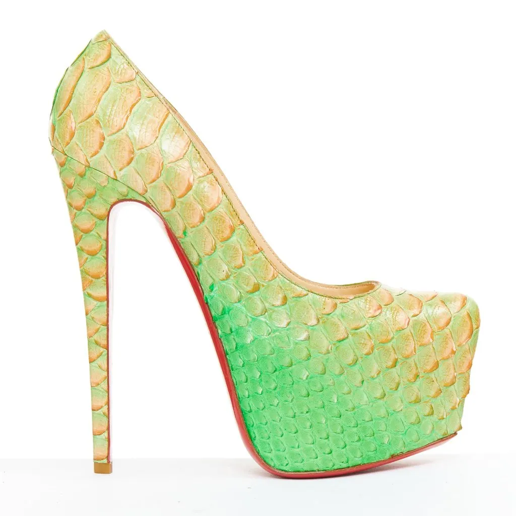 Christian Louboutin Daffodile 160 Green Leather Very good - Back View