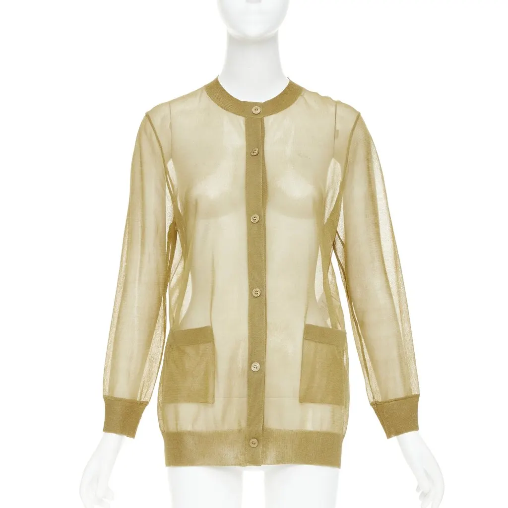 Saint Laurent Camel Silk Knitwear Camel Silk Good - Front View
