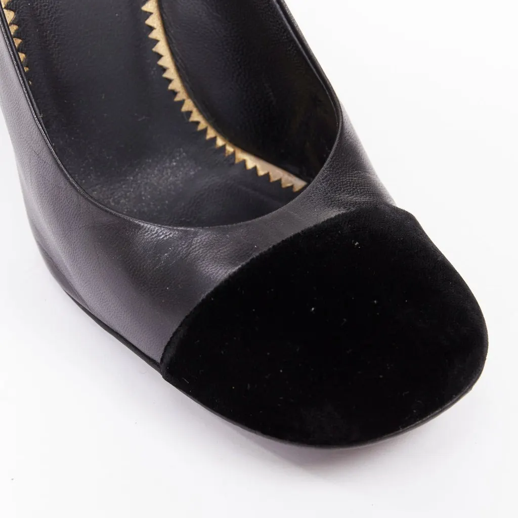 Chanel Black Leather Heels Black Leather Fair - Back View