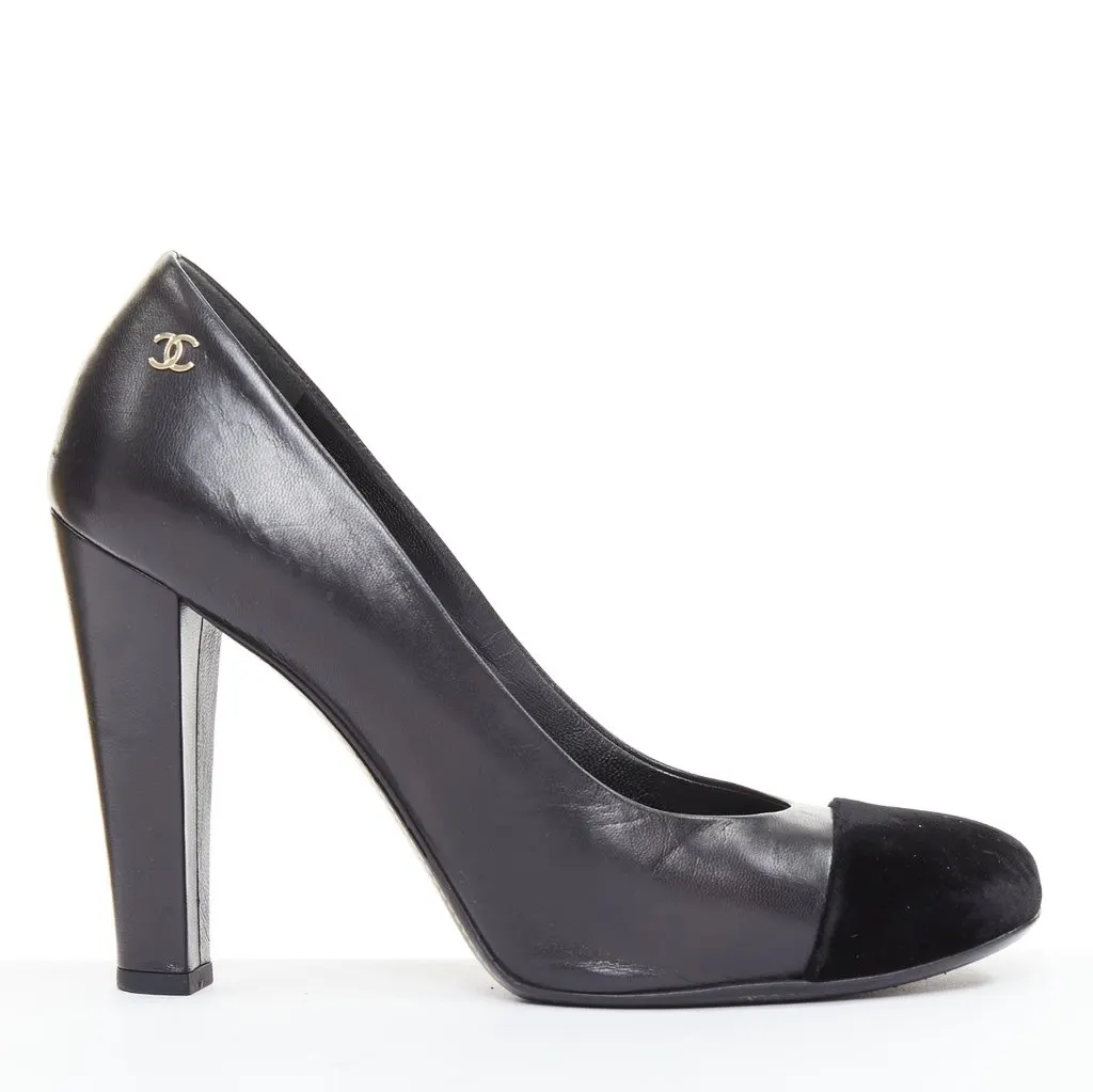 Chanel Black Leather Heels Black Leather Fair - Inside View