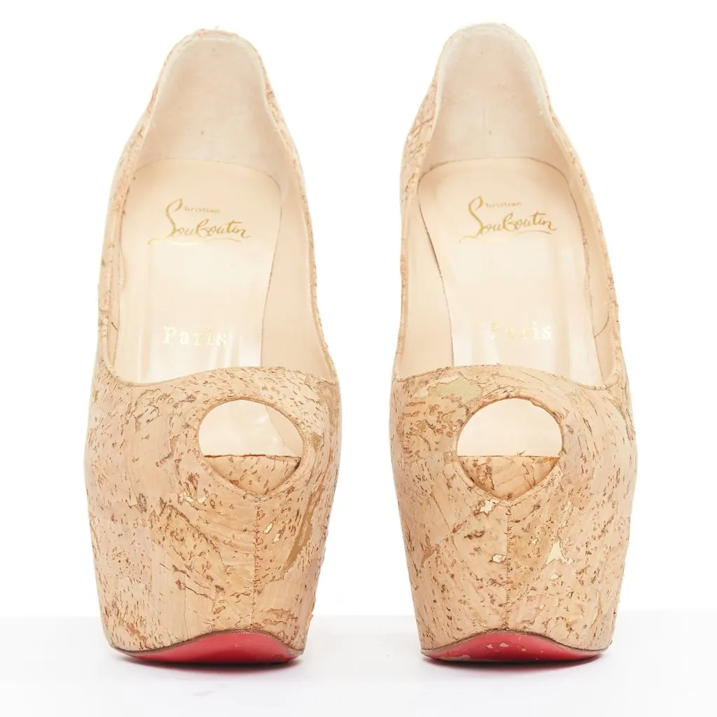 Christian Louboutin Highness 160 Beige Polyester Fair - Inside View