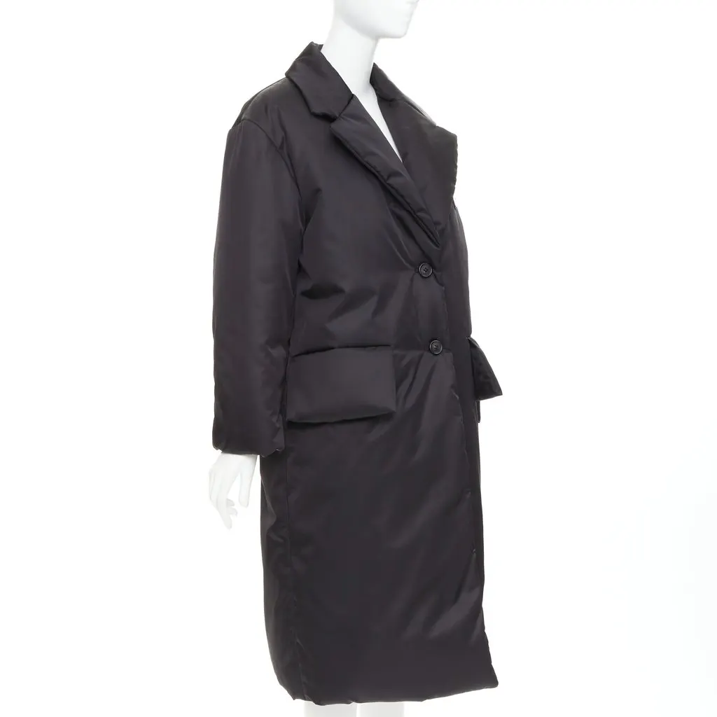 Prada Black Coat Black Polyamide Never worn, with tag - Model View