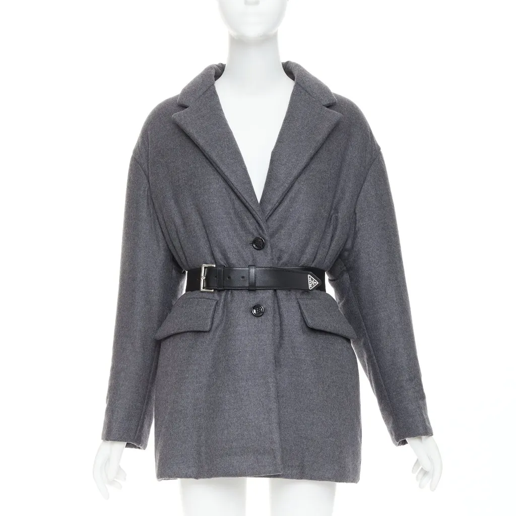 Prada Grey Cashmere Coat Grey Cashmere Never worn, with tag - Front View