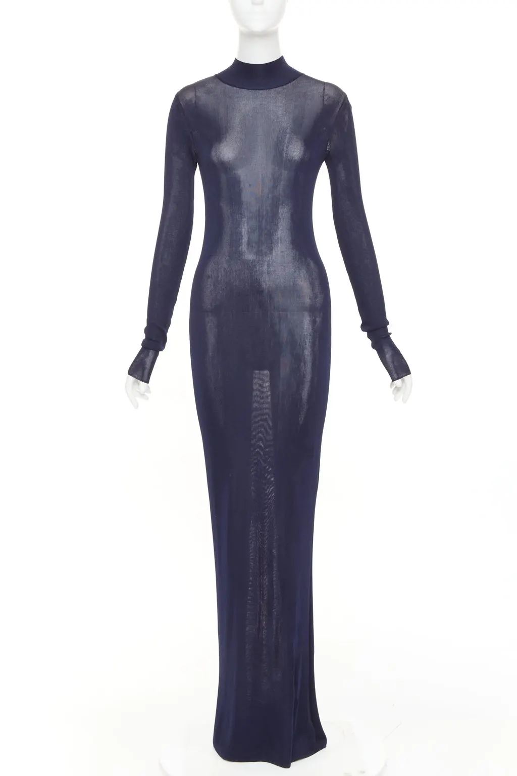 Saint Laurent Navy Viscose Dress Navy Viscose Good - Front View