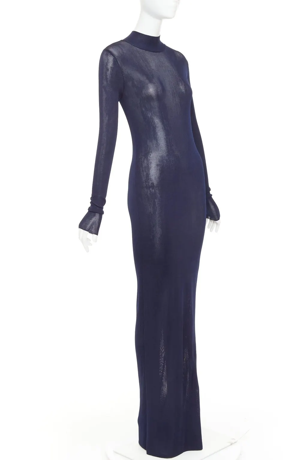 Saint Laurent Navy Viscose Dress Navy Viscose Good - Inside View