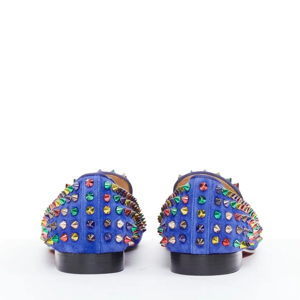 Christian Louboutin Dandy Pik Pik Flat Blue Suede Good - Box View